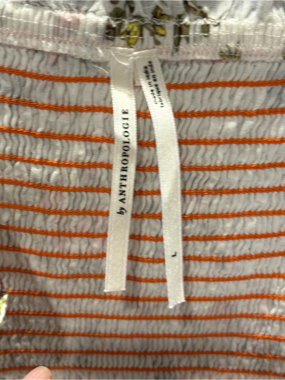 Anthropologie White Dress with Orange Stripes - Picture 2 of 6